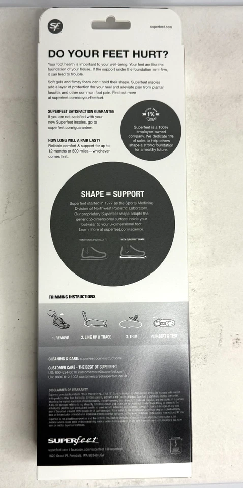 Plantillas SUPERFEET negras DMP de bajo perfil talla D para hombre 7,5-9 para mujer 8,5-10 EE. UU. Foto 2 de 4