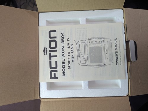 Action ACN 3504 4.5" B/W CRT TV AM/FM Radio NOS Never USED Complete READ - Picture 2 of 21