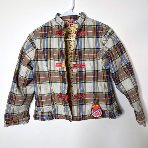 Oilily Girls Plaid Jacket Size 152 12Y Multicolor Long Sleeve Boho Preppy