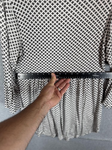 Chris & Carol Top Womens Small Black White Three Quarter Sleeve Flared Hem Tunic - Imagen 9 de 9