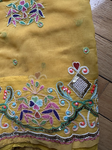 vintage 50s yellow Saree