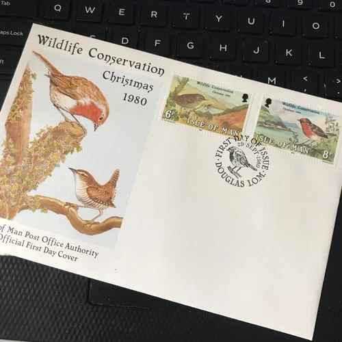 Isle Of Man  FDC 1980 Christmas FIRST DAY COVER Christmas ROBIN Unaddressed