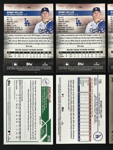 6 Card MLB Lot Bobby Miller Los Angeles Dodgers Rookie RC Holiday, Chrome & More - Picture 7 of 9