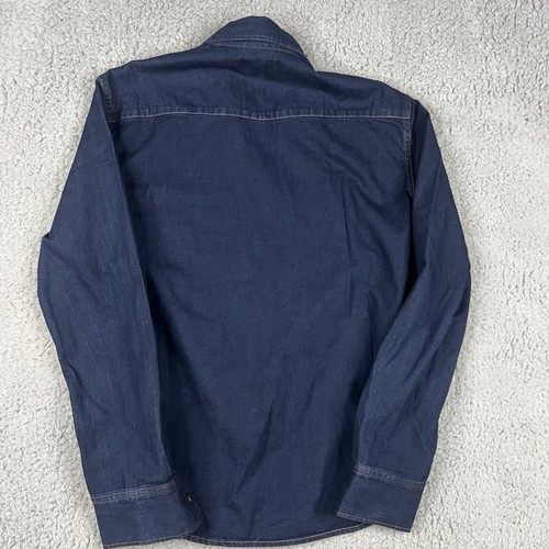 Camicia uomo Billy Reid denim ottone bottoni a pressione doppia tintura denim taglia small - Foto 12 di 12