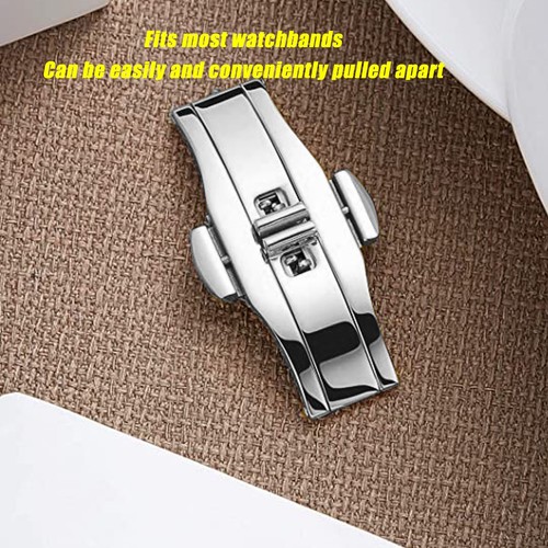 Watch Butterfly Buckle Stainless Steel Smooth Surface Folding Deployment Clasp - Picture 8 of 24