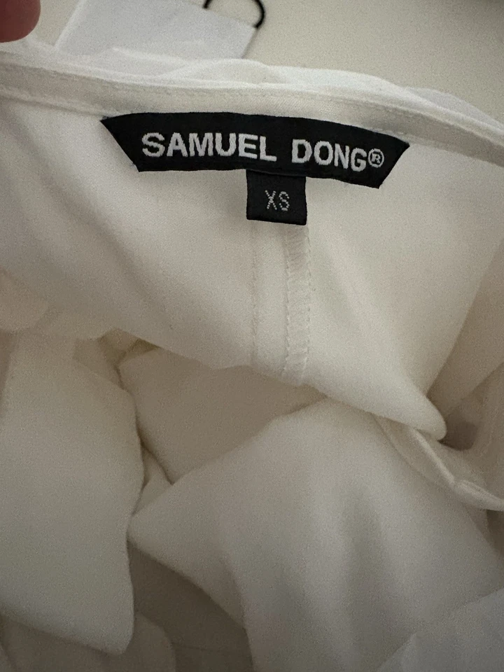 Samuel Dong Women's Dress Belted Bubble With Pockets white sz XS - Image 2 of 4