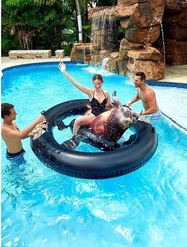Alfombra de agua flotante inflable toro rodeo piscina paseo inflable NUEVO - Imagen 3 de 9