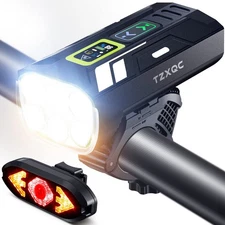 Bright 2000 Lumen Bicycle Headlight & Rear Taillight Set - Powerful 6 Bead LE...