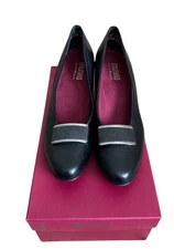 Munro Mara Black Kid w/Lizard Trim Leather Pump Size 10 SS NEW IN BOX