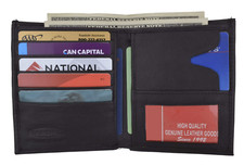 Brown Leather Tall Bifold Men's 7 Card Bill Hipster European Mens Wallet