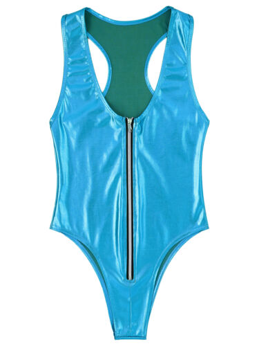 Mujeres Traje de baño metálico brillante Body Sin mangas Traje de baño de una pieza Monokini - Imagen 82 de 127