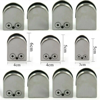 12X Glass Clamp Stainless Steel 304 Clip Flat Back Bracket For Balustrade 6-12MM