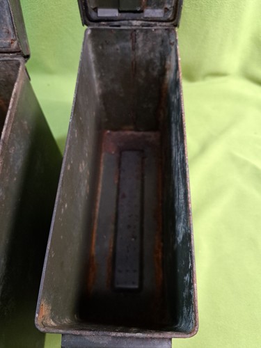 2 -Military Green Metal Amo boxes-need TLC- Have the Logo GP&F below the latch - Picture 8 of 9