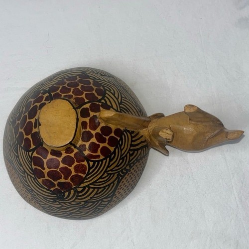 African Hand Carved Wooden Elephant Bowl Trinket, Nut, Hand Painted Vintage - Picture 5 of 7