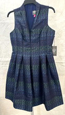 VINCE CAMUTO Holiday/Party Women's Jacquard Blue Metallic Fit & Flare Size 8