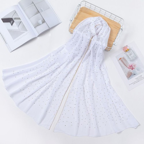 Gold Chiffon Head Scarf - Solid Soft Long Scarves Women Hijab Shawl Wrap Fashion - Picture 18 of 31