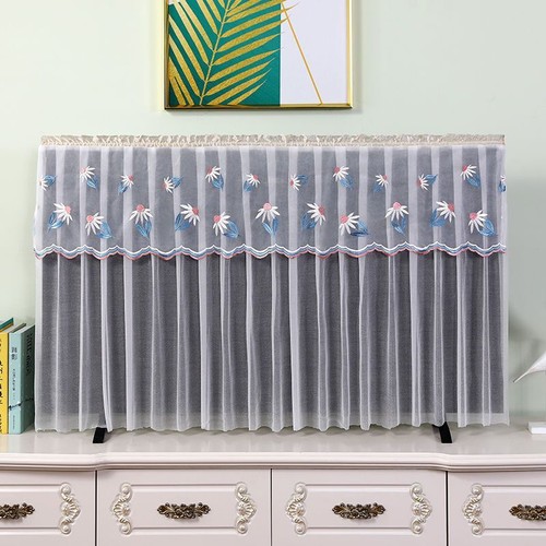 Elastic Lace Dustproof Indoor TV Monitor Slipcover Desktop Computer Cover Decor - Picture 14 of 25