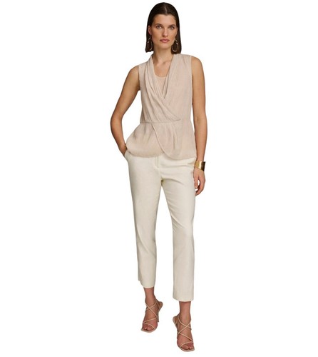 NWT Donna Karan New York Donna Karan Women's Faux-Wrap Sleeveless Top Sand  M - Bild 4 von 6