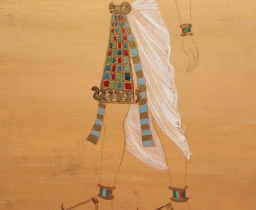 Signed theatre costume design gouache painting Egyptian patern man portrait - Picture 9 of 12