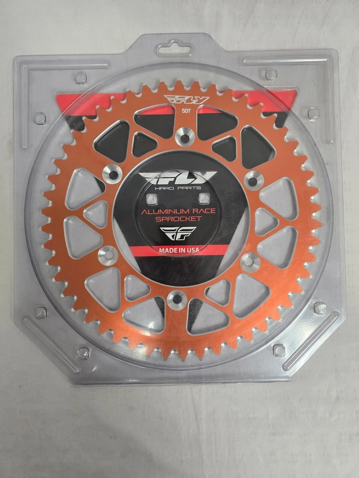 FLY RACING REAR SPROCKET ALUMINUM 50T-520 ORANGE HUSQVARNA/KTM Foto 2 de 3