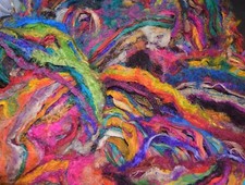 100g Sari Silk Ribbon craft ribbon yarn, Fluffy multi silk Dupioni
