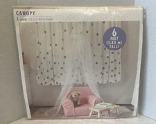 6 foot sheer white tulle canopy girls bed room decor new home Princess Fabric