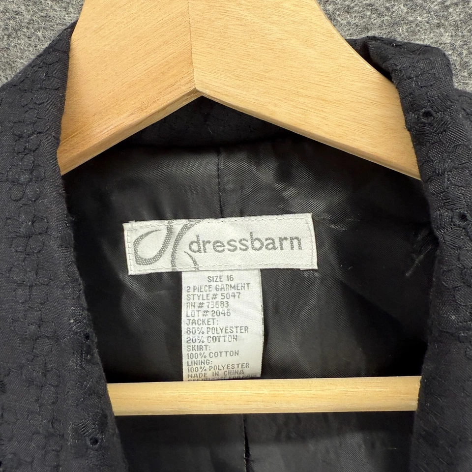 Blazer Dressbarn Mujer 16 Negro Floral Cuello Abotonado Manga Larga Forrado Foto 3 de 4