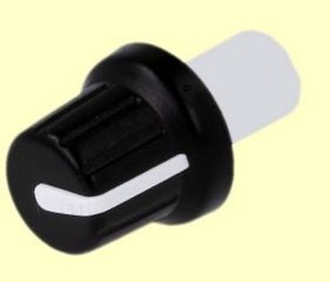Knopf für Potentiometer Schwarz Anzeige Weiß Achse 6mm A Druck Steckbausteine