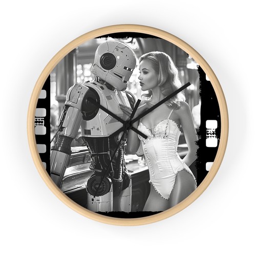 Vintage Robot Love Wall Clock, Retro Unique Timepiece, Home Decor, SciFi Movies - Picture 11 of 19