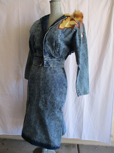 Chaqueta y falda vaquera vaquera vintage de los 80 Rodeo Western de piel sintética con detalles de cuero - Imagen 5 de 14