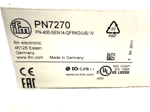 IFM PN7270 Pressure Sensor PN-400-SEN14-QFRKG/US/ /V, 0...400 bar, 1/4" NPT - Picture 3 of 6