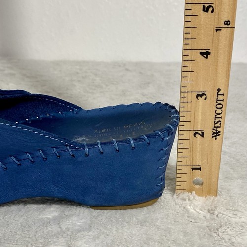 La Plume Blue Suede Leather Mules Slides Size 40 EU (9.5-10 US) Made in Italy - Picture 9 of 11