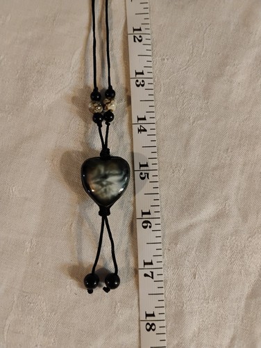 Blume Keramik Herz Anhänger Doppelkordel verstellbar Halskette 90er schwarz oder braun - Bild 6 von 8