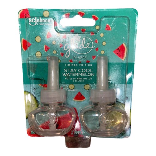 Glade Plugins Oil 2 Refills Stay Cool Watermelon Air Freshener Limited Edition - Picture 5 of 15