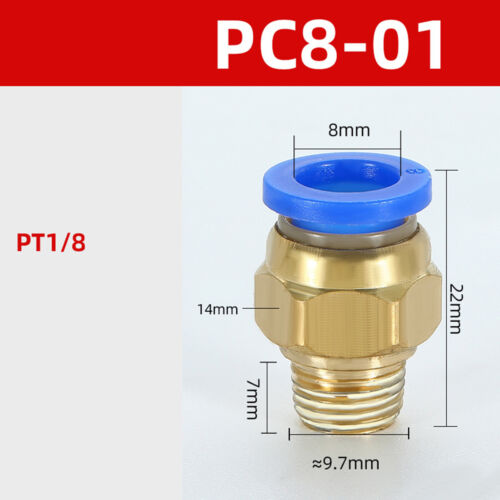 Pneumatic Tube Male Connector Push in To Air Connect Fitting - Picture 22 of 40