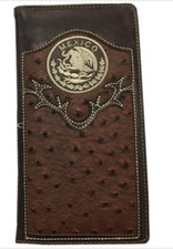 Mexico Mens Wallet Western Bifold Check Book Style W071-2 Brown Color