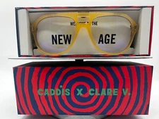 Clare V x Caddis RCA 0.00 "Butter" Yellow Aviator Blue Light Glasses 56-17-145