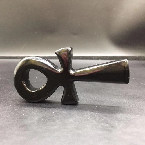 Natural Obsidian ANKH Quartz Crystal Carved Cross Pray Healing Decoration 1PC - Picture 3 of 14