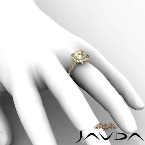 Asscher Shape Semi Mount Diamond Engagement VS1-VS2 Ring 18k Yellow Gold 0.5Ctw - Picture 6 of 6