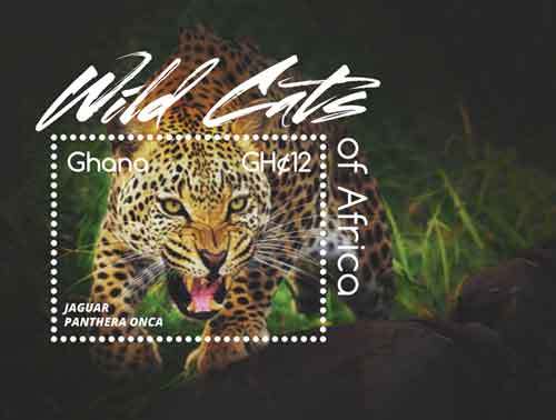 Ghana 2015 - Wild Cats of Africa - Souvenirbriefmarken Blatt - Scott #2859 - postfrisch - Bild 1 von 1