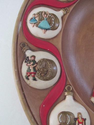 Vintage 12 Days of Christmas Hand Painted Ceramic 15" Platter Plate - Picture 4 of 10
