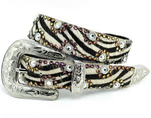 KIPPYS-BUBBLES-34-ZEBRA-SWAROVSKI-VOLCANO-AB-CRYSTALS-SILVER-BUCKLE-BELT-375