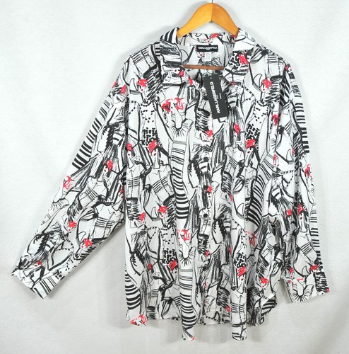 Camicia da donna Karl Lagerfeld 2x oversize Parigi moda multicolore top blusa nuova con etichette
