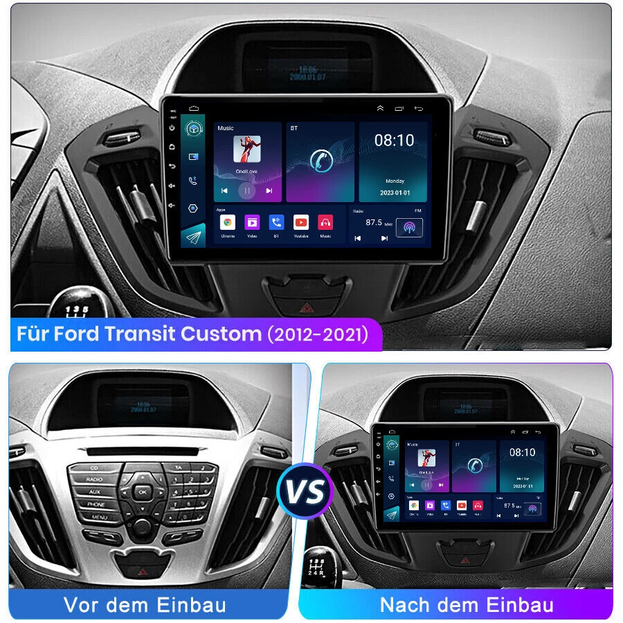 Für Ford Transit Custom 12-21 Android 13 2+64G Carplay Autoradio GPS Nav RDS Cam - Bild 4 von 4