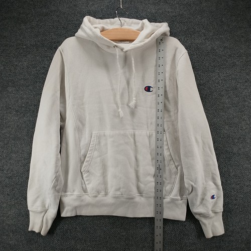 Champion Reverse Weave Men's Hoodie White Small Pullover Long Sleeve Pockets - Imagen 14 de 16