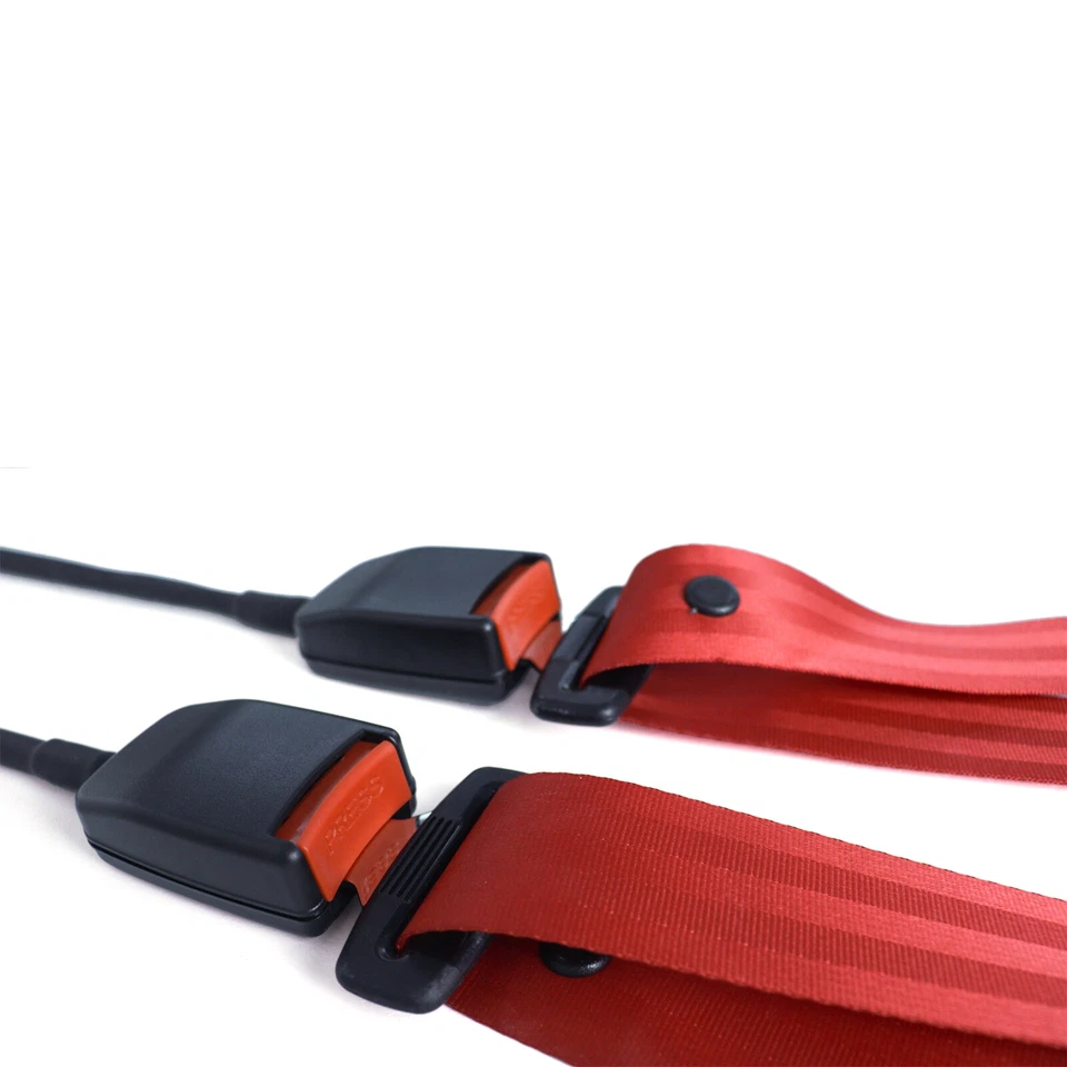 2 Sets  Cars 3 Point Harness Replace Adjustable Seat Belt Lap Strap Red  - Image 4 of 4