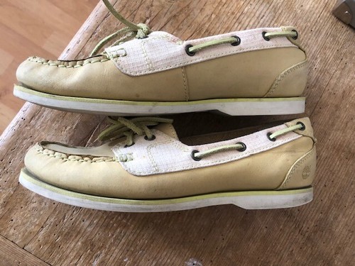 'Timberland' size 5 (7.5M) Amhurst classic Olive/Yellow Suede 2 eye Boat Shoe - Picture 3 of 10