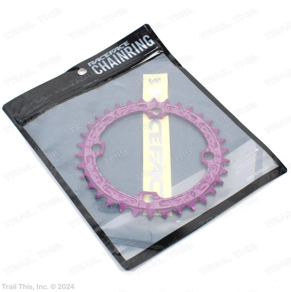 Plato individual RaceFace ancho estrecho 34T x 104 mm anillo 9/10/11 velocidades MTB púrpura Foto 3 de 4