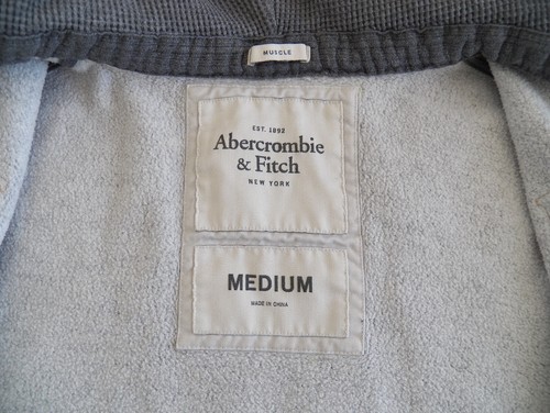 Abercrombie & Fitch MENS Grey Cotton Hoodie Sweater Size M Muscle Fit Full Zip - Picture 5 of 6