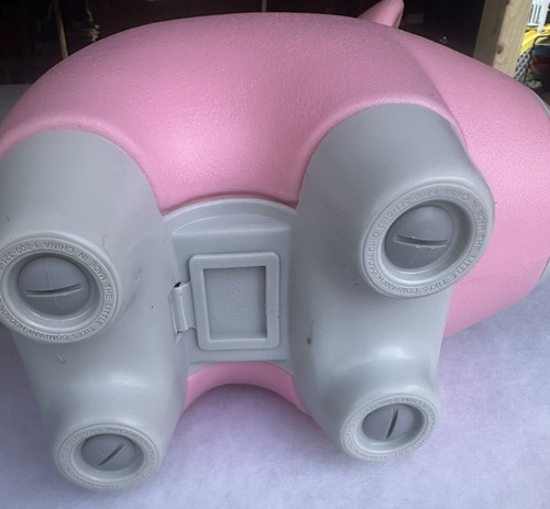 Little Tikes rosa Sparschwein Schwein Kunststoff blau lockiger Schwanz mit Stopper Vintage - Bild 5 von 6